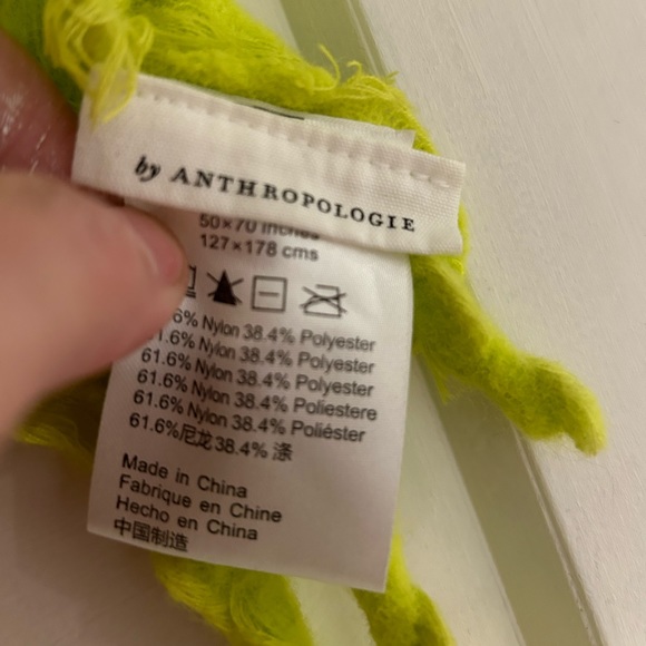 Anthropologie tasseled Lucille Throw Blanket 50” X 70” Citrine Yellow Rare. - Picture 3 of 3